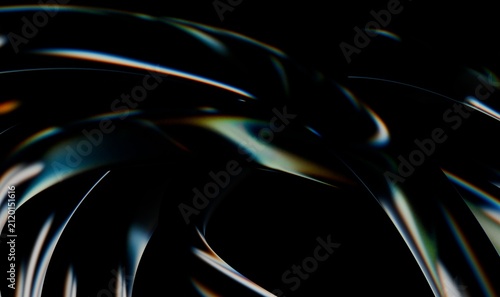 Bild auf Leinwand Abstract 3D background with flowing, liquid-like metallic forms featuring chroma