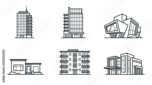 Modern Building Icons Set