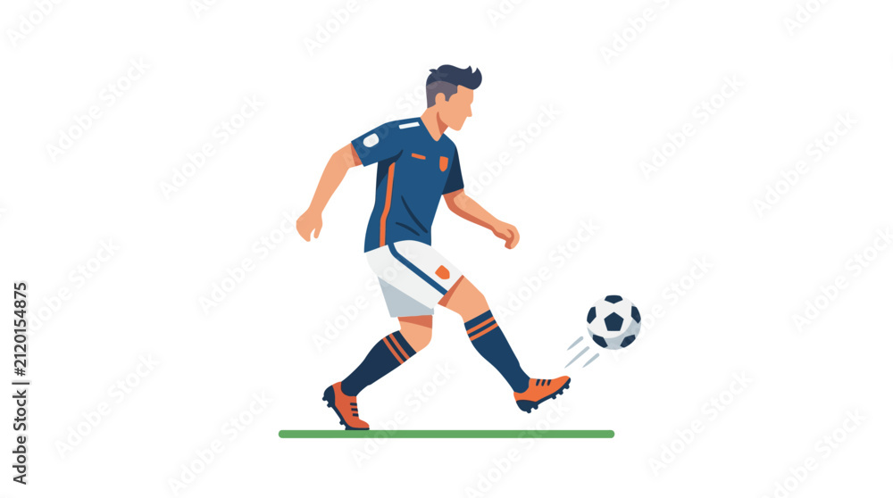 Fototapeta premium Professional football player running with soccer ball vector.