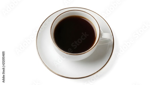 Minimalist close-up of a silver cup filled with strong black coffee on a matching saucer