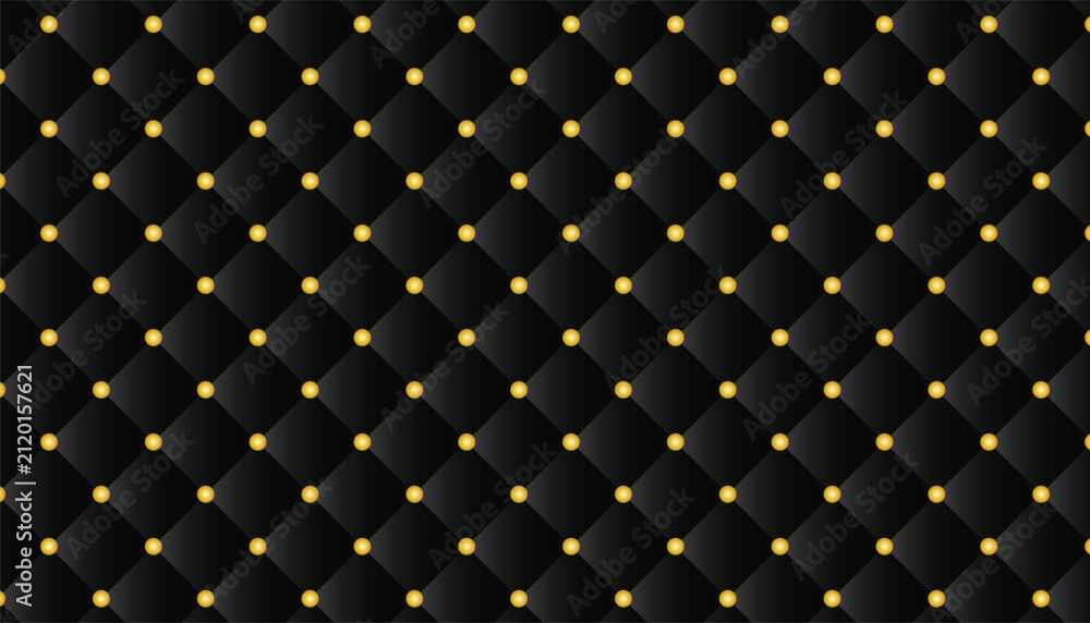 Obraz premium Luxury Black Diamond Seamless velvet texture with gold studs pattern, background