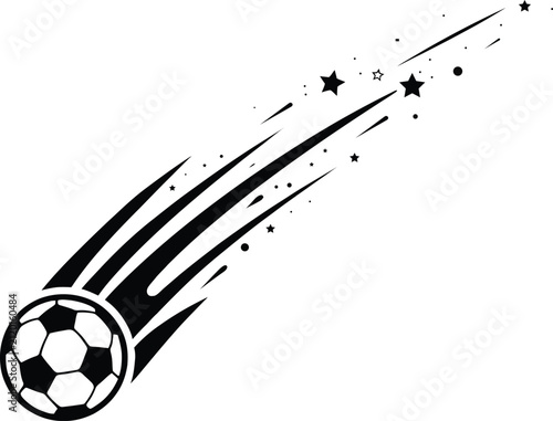 Dynamic Soccer Ball with Tribal Flame Trail - Minimalist Sports Vector Graphic