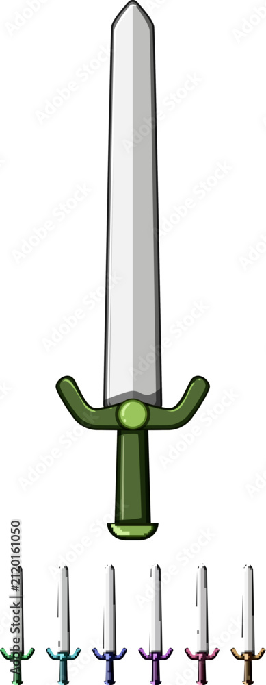 Obraz premium old medieval sword cartoon. handle war, iron ancient, metal king old medieval sword sign colorful illustration