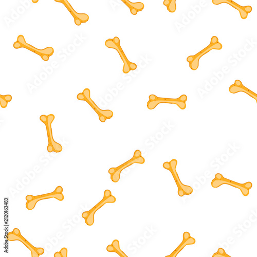 pattern yellow stylized dog bone chew toy icon on white background, simple flat vector illustration symbolizing pet care, playful puppy treat, accessory, and animal welfare