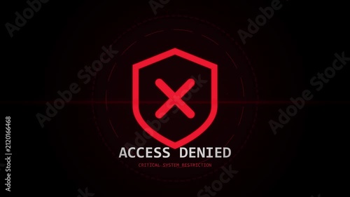 Red glowing shield with cross icon for access denied security alert