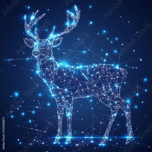 Glowing blue abstract brain network with neural connections, digital