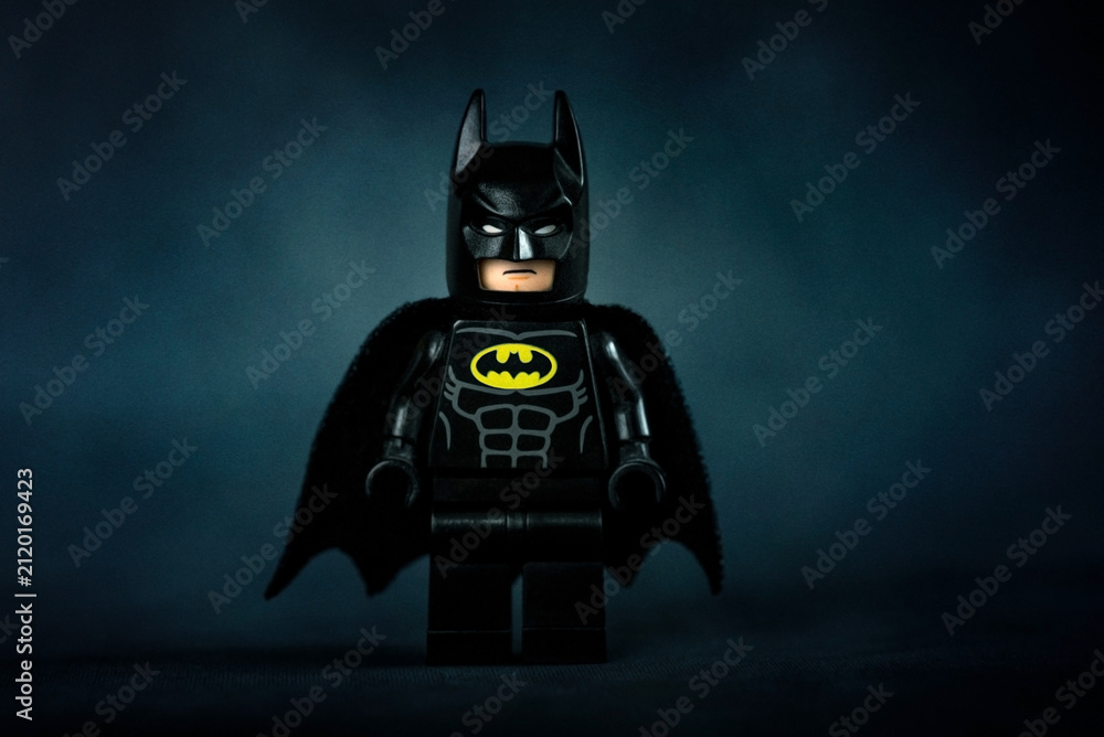 Fototapeta premium Lego Batman minifigure. Illustrative editorial