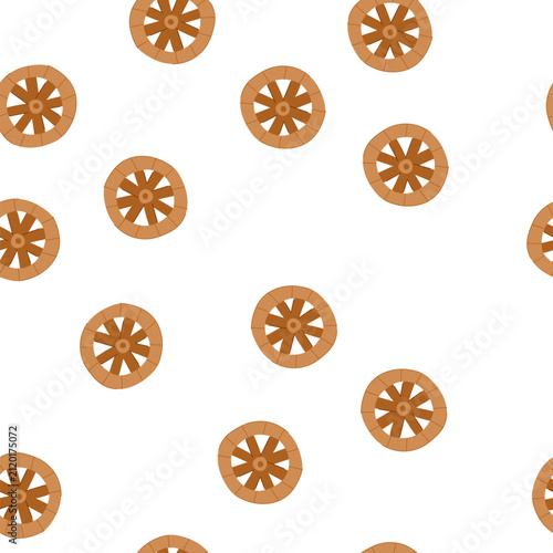 pattern old wheel ancient cartoon. stone wagon, wooden vintage, wood antique old wheel ancient sign. seamless symbol vector illustration