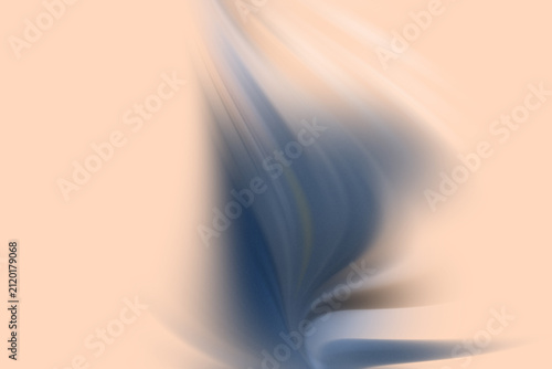 Abstract blue wave flow on soft peach background