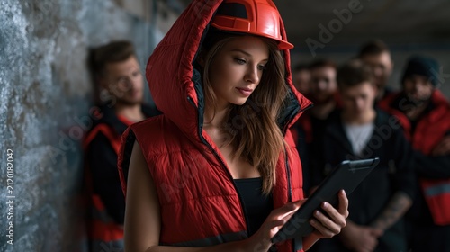 Female Engineer in Factory with Tablet and Safety Gear