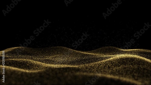 Animated luxurious gold particle wave and glowing dust on isolated transparent background. Alpha channel ready.