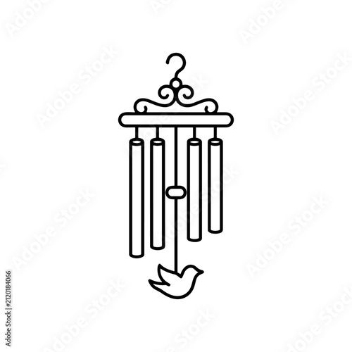 Принти на полотні Wind chime with hanging bird decoration.
