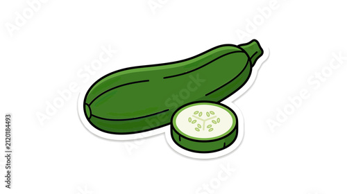Canvastavla Green Zucchini Vegetable with Slice Isolated