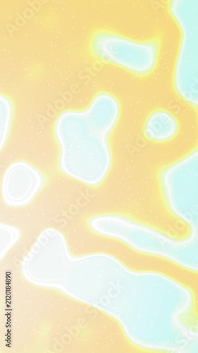 Abstract Yellow and Cyan Glowing Organic Liquid Shapes with Sparkle Particles