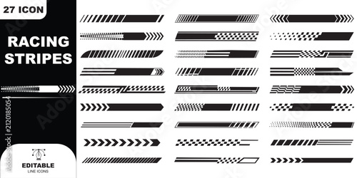 racing stripes and checkered flag designs, modern speed themed vector elements for racing cars trucks and suvs branding logos marketing materials and creative motorsport visuals