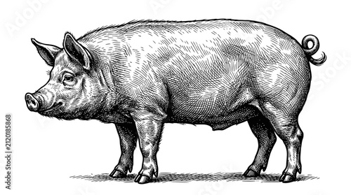 Obraz na płótnie Pig Vintage Engraving Vector Illustration