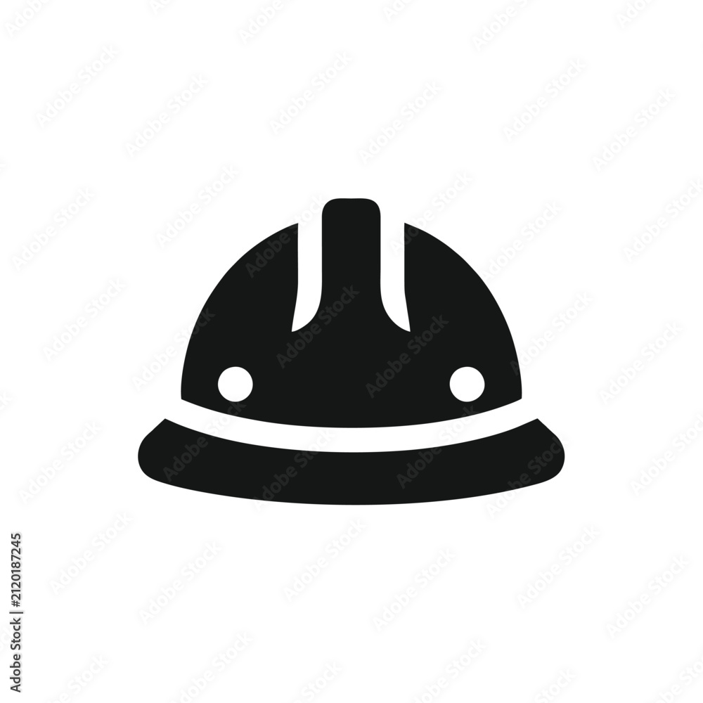 Fototapeta premium Black Hard Hat Silhouette Icon On White Background