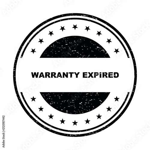 Black round rubber stamp with the text warranty expired for business document isolated on transparent background