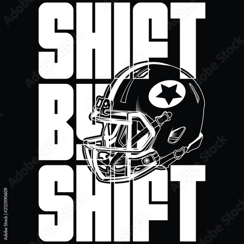 Shift By Shift Ice Hockey Helmet Typography Vintage T Shirt Design Vector Illustration