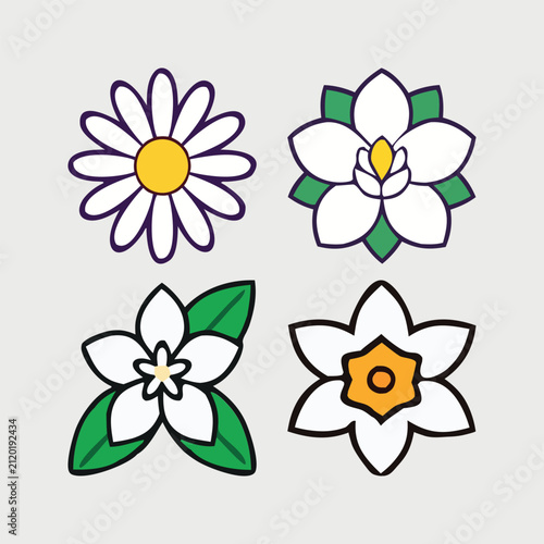 Flower Icon Botanical Symbol Featuring Elegant Floral Design for Creative Branding Projects