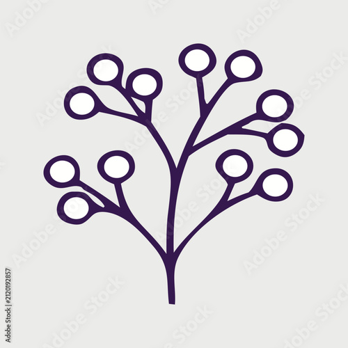 Berry Branch Botanical Vector with Natural Leaves and Garden Floral Design