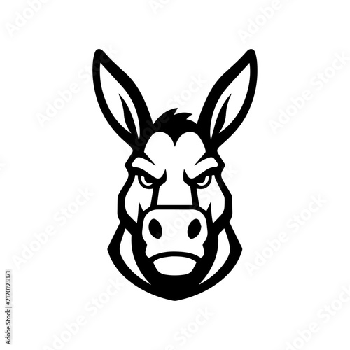 Картината върху платно Fierce donkey head mascot vector logo design