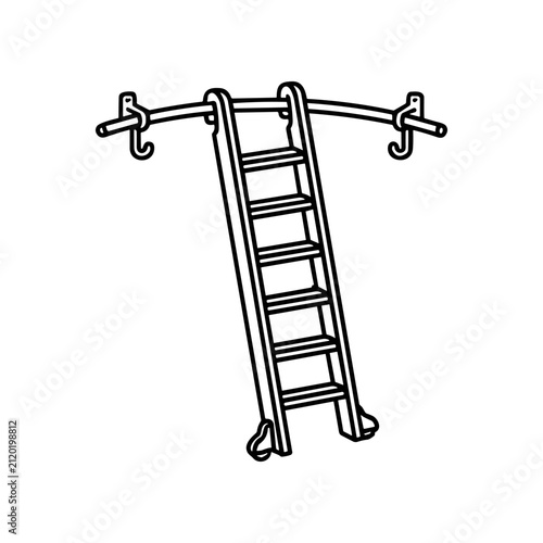 Metal Ladder with Hooks Attached.
