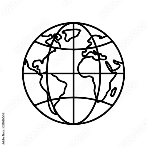 Принти на полотні Black and white world globe illustration.