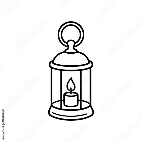 Black and white lantern with candle.