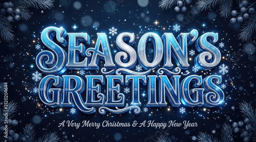 Elegant seasonal greetings holiday card design with snowflakes with showcases festive holiday greeting design with twinkling stars against dark