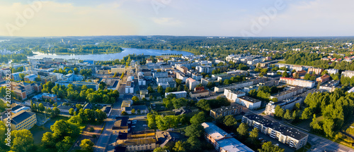 Finnish city landscape of Hämeenlinna, panoramic aerial view. Image about urban city planning tourism and architecture