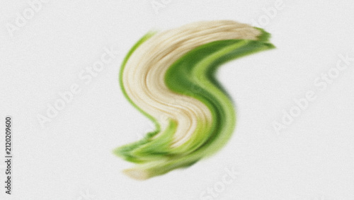 Quadro su tela Flowing S-curve of creamy white and fresh lime undulates across finely granular