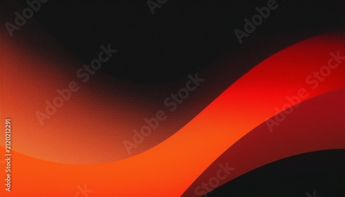 Dark Grainy Background Red Orange Abstract Color Gradient Shape On Black Backdrop Noise Texture Effect Copy Space