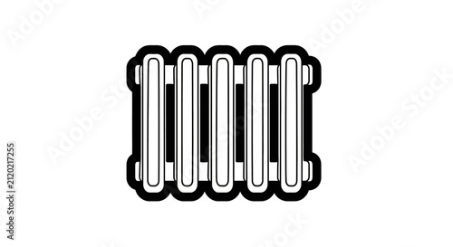 Radiator Icon Vector: Heating Element, Home Comfort, Simple Line Art