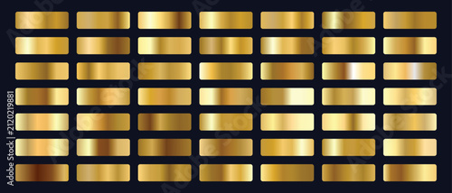 Gold gradients swatches big set.Set of gold gradient vector palette for background template. Royal golden gradients. Vector
By