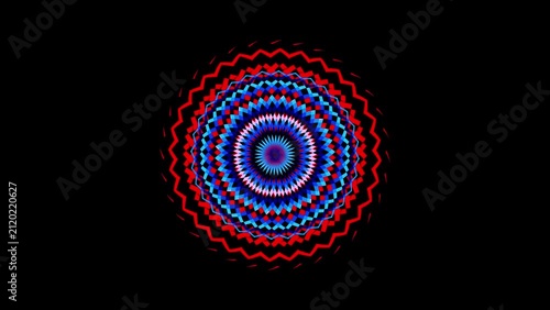 Rotating abstract geometric mandala animation with colorful kaleidoscope patterns.