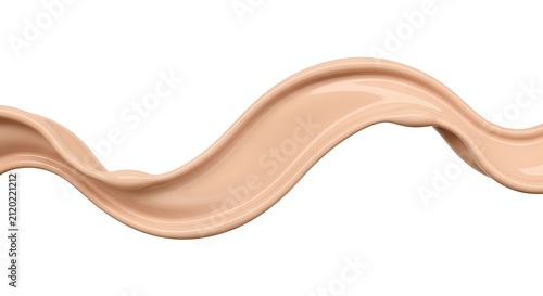 Smooth beige liquid foundation makeup swirl isolated on white