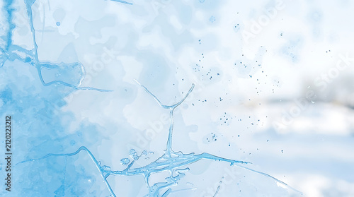 Frosted ice crystal forming delicate snowflake patterns on cold glass surface