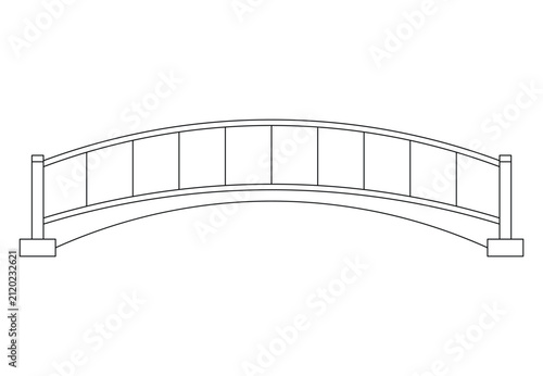 Foto Curved Pedestrian Bridge Line Icon, Outline Vector Illustration of Footbridge wi