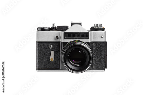 Foto Classic analog film camera isolated on white background