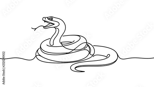 Minimalist snake illustration on white background.