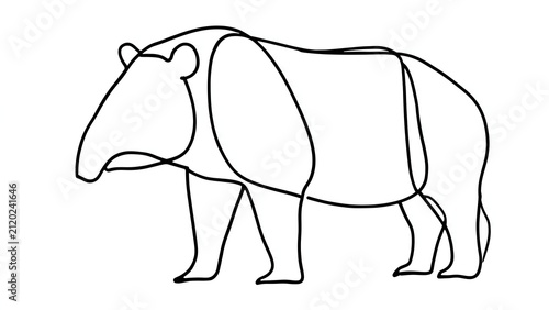 Simple line drawing of a tapir on white background.