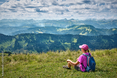 Active senior woman hiking ...
