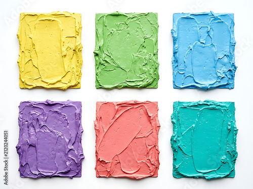Pastel Color Palette Thick Acrylic Paint Stroke Squares Grid