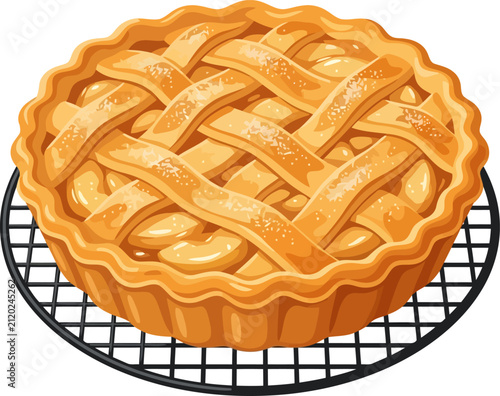 Fresh baked apple pie on cooling rack