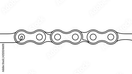 Bicycle chain links isolated on white background.
