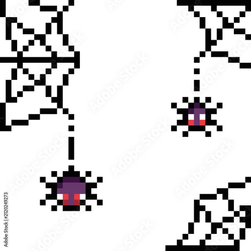 Cute Spider Web Pixel Art Halloween Icon