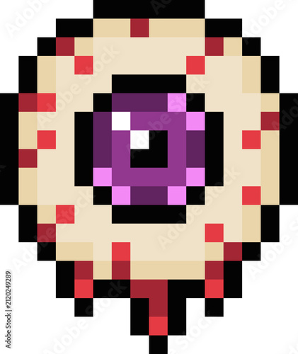 Cute Eyeball Pixel Art Halloween Icon