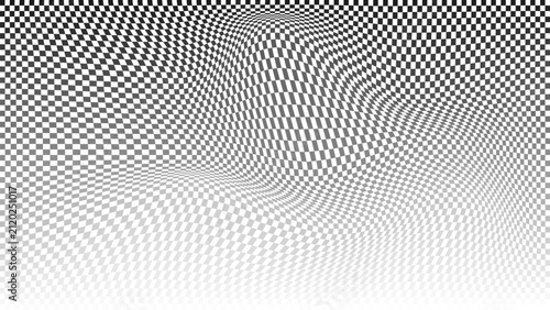 Black and White Checkered Distortion Effect Background