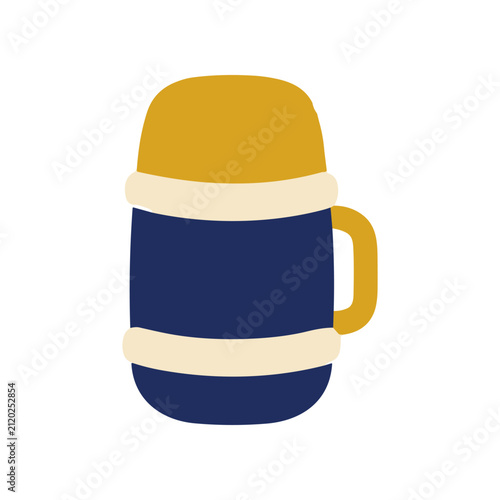 Colorful insulated travel mug cup.